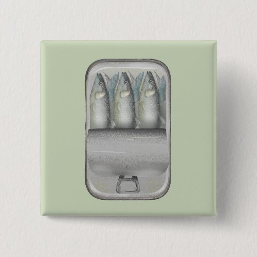 Sardines in een blikje vierkante button 5,1 cm (Voorkant)