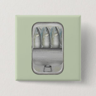 Sardines in een blikje vierkante button 5,1 cm