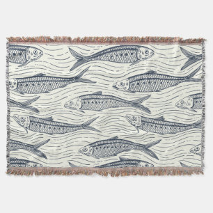 Sardines in Motion in marineblauw en ivoor Deken