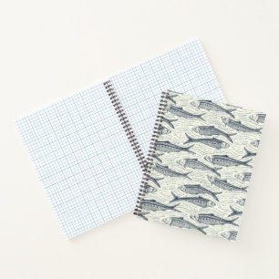 Sardines in Motion in marineblauw en ivoor Notitieboek