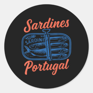 Sardines Ingeblikte Vis Retro Graphic Voor Mannen Ronde Sticker