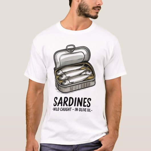 Sardines Ingeblikte Vis Retro Graphic Zomer voor H T-shirt (Voorkant)