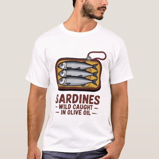 Sardines Ingeblikte Vis Retro Graphic Zomer voor H T-shirt (Voorkant)