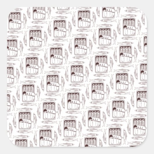 sardines kunnen trans vierkante sticker (Voorkant)