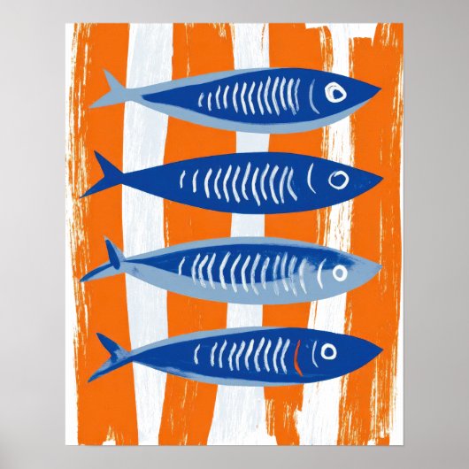 Sardines Kust Kunst Levendig Keuken Muur Decor Poster (Voorkant)