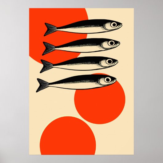 Sardines met Abstracte zonnecirkels Poster (Voorkant)