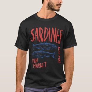 Sardines Nieuwe Haven Vis Markt Retro Nautilus Ont T-shirt