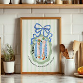 Sardines op een bord in groene strik Keukenposter Poster