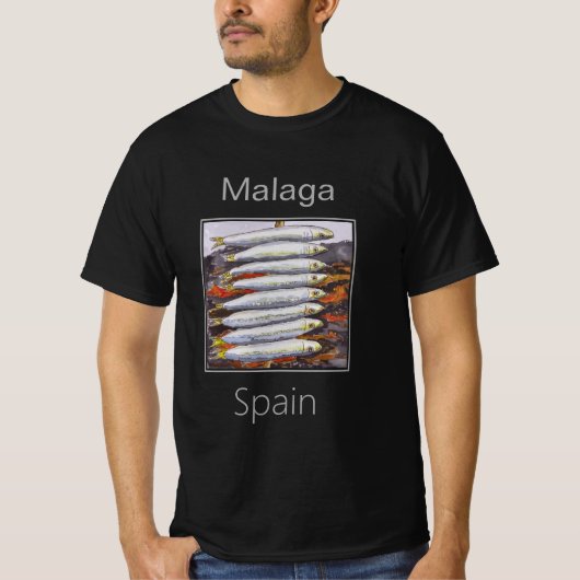Sardines op een stok, Malaga, Spanje T-shirt (Voorkant)