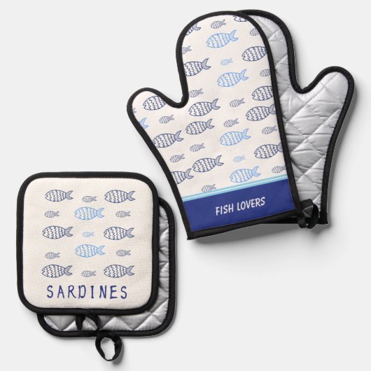 Sardines Ovenwant & Pannenlap Set (Voorkant / Achterkant)