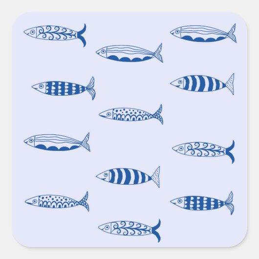 Sardines Patroon Vierkante Sticker (Voorkant)