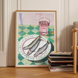 Sardines Print Sardine Tin Vintage Poster Retro