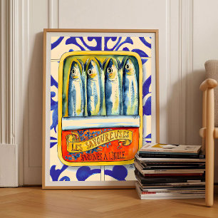 Sardines Print Sardineblik Vintage Poster Retro