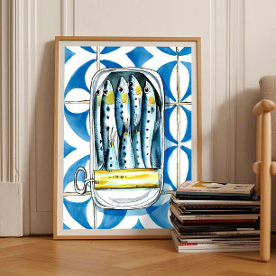 Sardines Print Sardineblik Vintage Poster Retro