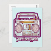 Sardines Rock Funny 80's Stereo Briefkaart (Voorkant / Achterkant)