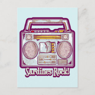 Sardines Rock Funny 80's Stereo Briefkaart