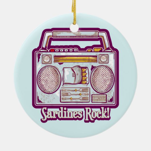 Sardines Rock Funny 80's Stereo Keramisch Ornament (Achterkant)