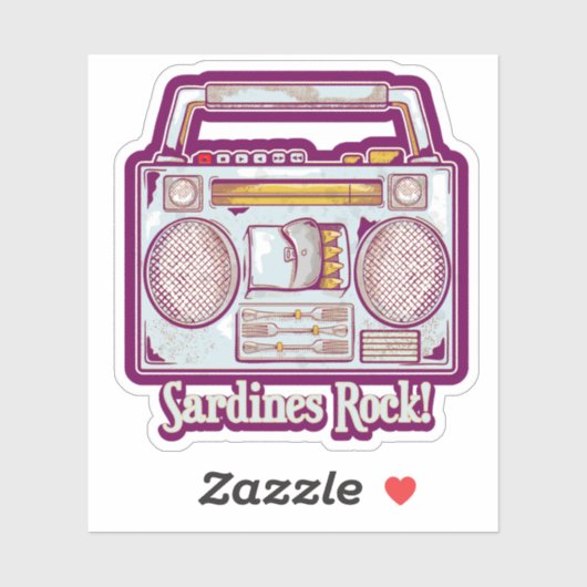 Sardines Rock Funny 80's Stereo Sticker (Vel)