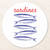 Sardines Ronde Kartonnen Onderzetter (Voorkant)