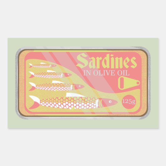 Sardines tin Retro poster stijl Rechthoekige Sticker (Voorkant)