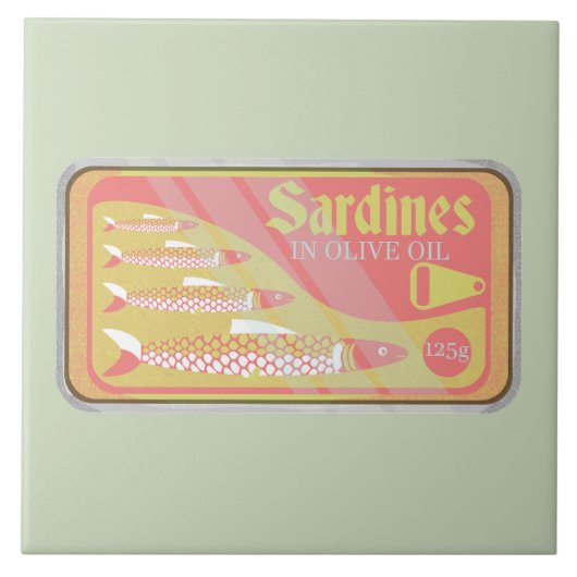 Sardines tin Retro poster stijl Tegeltje (Voorkant)