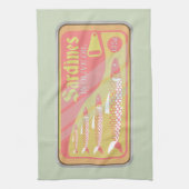 Sardines tin Retro poster stijl Theedoek (Verticaal)