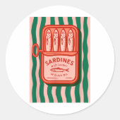 Sardines Tinned Fish Retro Graphic Summer For Men Ronde Sticker (Voorkant)