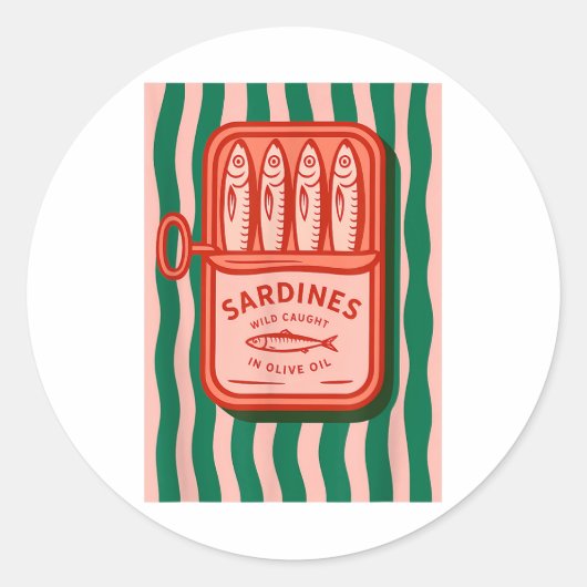 Sardines Tinned Fish Retro Graphic Summer For Men Ronde Sticker (Voorkant)