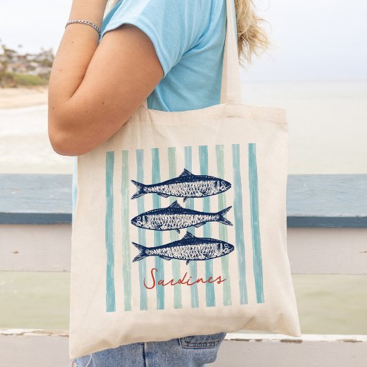 Sardines Visser Esthetische Strepen Tote Bag
