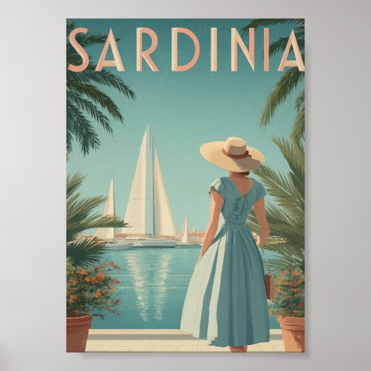 Sardinia 50s vintage poster (Voorkant)