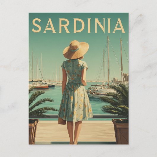Sardinia 50s vintage travel briefkaart (Voorkant)