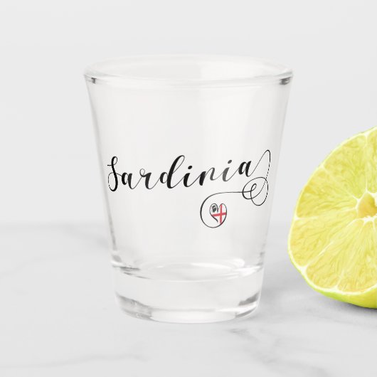Sardinia Heart Flag, Sardinië, Shot Glas (Voorkant)