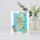 Sardinia Illustrated Travel Map Briefkaart (Staand voorkant)