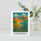 Sardinia Italy Vintage Travel Art Briefkaart (Staand voorkant)