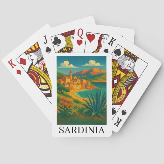 Sardinia Italy VIntage Travel Art Pokerkaarten (Achterkant)