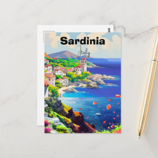 Sardinia Poster Italy Souvenir Sea Decoration  Briefkaart