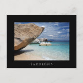 Sardinia strand met grote rotsen zwart briefkaart (Voorkant)