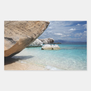 Sardinia strand met grote rotsrechthoekige sticker