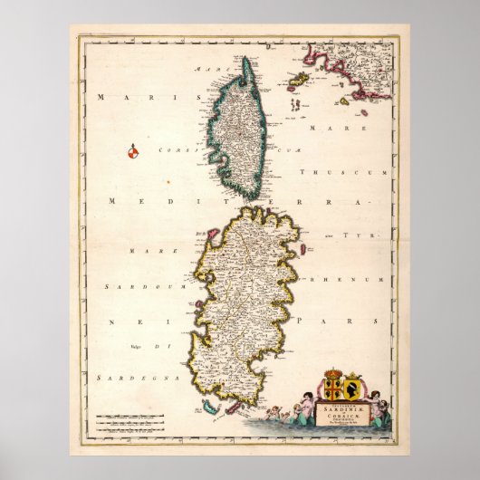  Sardinië en Corsica Map (1682) Poster (Voorkant)