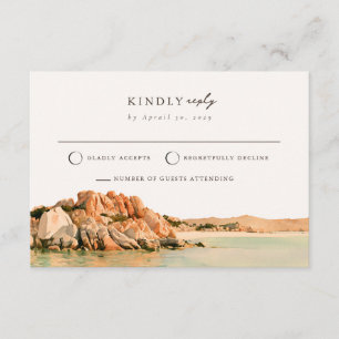 Sardinië Granite Cove Trouwkaart Mail Back RSVP Ka Informatiekaartje