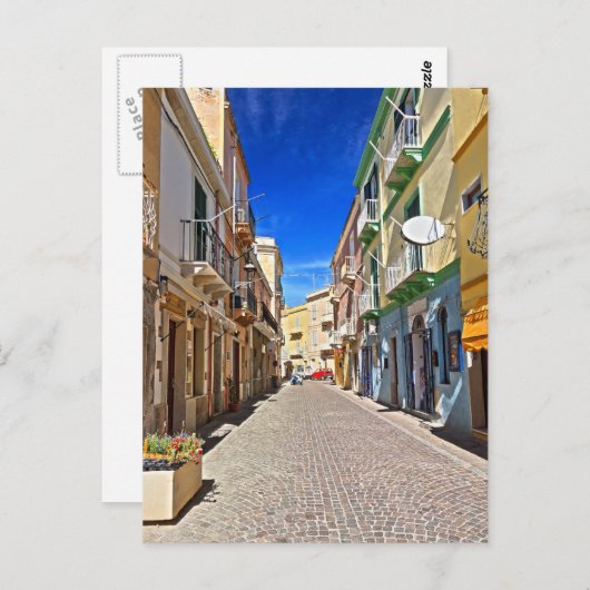 Sardinië - hoofdstraat in Carloforte Briefkaart (Voorkant / Achterkant)