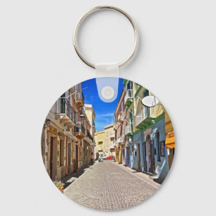 Sardinië - hoofdstraat in Carloforte Sleutelhanger