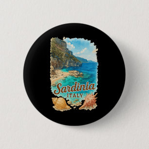 Sardinië Italië Aquarel Strand Reis Souvenir Ronde Button 5,7 Cm