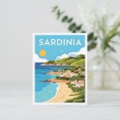 Sardinië Italië Kunst Vintage Reizen Illustratie Briefkaart (Staand voorkant)