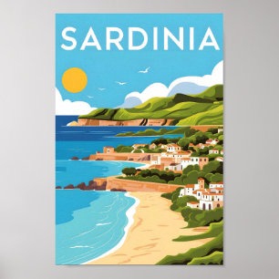 Sardinië Italië Kunst Vintage Reizen Illustratie Poster