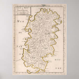  Sardinië Italië Map (1697) Poster