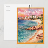 Sardinië Italië strand Waterverf schilderij Briefkaart (Voorkant / Achterkant)
