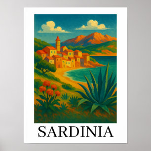 Sardinië Italië Vintage Reis Kunst Poster