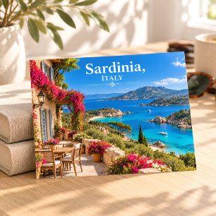 Sardinië Italië Zonnige Turquoise Baai Reisansicht Briefkaart