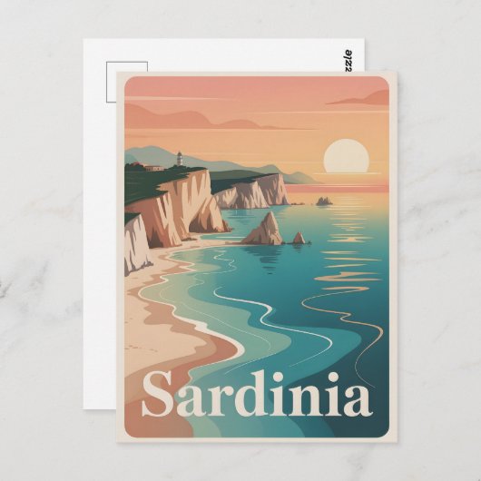 Sardinië  minimalistisch briefkaart (Voorkant / Achterkant)